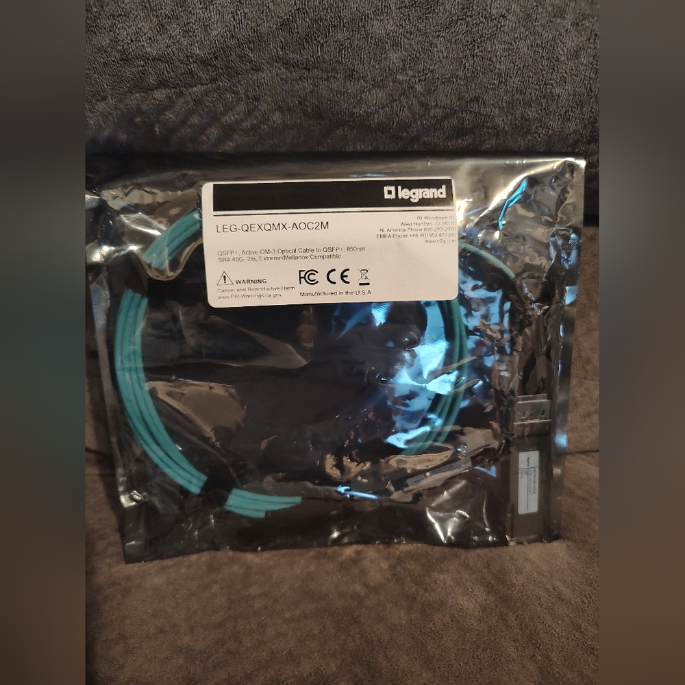 Legrand QSFP+, Active OM-3 Optical Cable to QSFP+, 850nm SR4 40G 2m